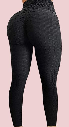 Womens High Waist Yoga Pan Tummy Control Workout Leggings Textured Booty Tights